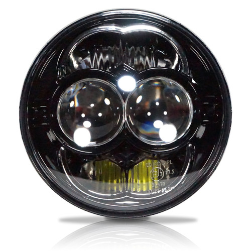 5.75 (5 3/4) Inch LED Black Projector Motorcycle Headlight Round DOT