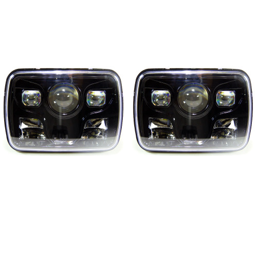 DNA Motoring HL-S-7X6-P-BK Black Housing 7x6 inch Projector Headlights Replacement For H6014 H6015 H6024