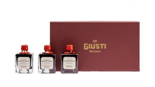 Giusti Tris Monolegni – A Trio of Single-Wood Aged Balsamic Condiments (3 × 50 ml)