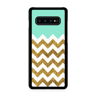 Blue Glitter Gold Chevron Samsung Galaxy S10 | S10 5G | S10+ | S10E | S10 Lite Case