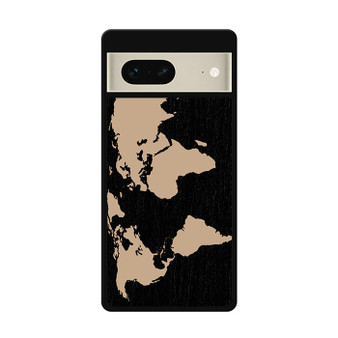 Black Wood Worlds Map Google Pixel 7 | Google Pixel 7 Pro Case
