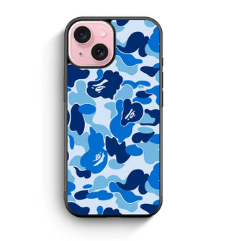 Bape Blue Camo iPhone 15 Case