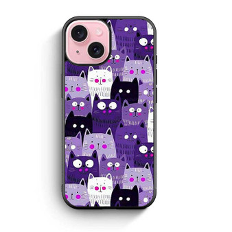 Purple Cat Collage iPhone 15 Case