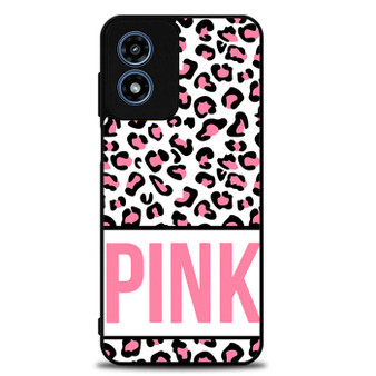 Pink Custom Leopard Motorola Moto G Play 2024 Case