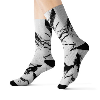 White Black Marble unisex adult socks