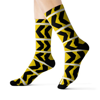 Yellow Road Sign unisex adult socks