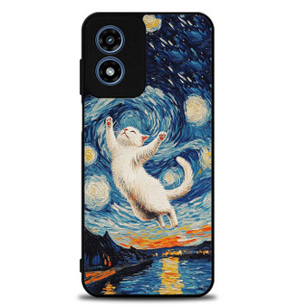 Cute Cat in The Starry Night Motorola Moto G Play 2024 Case