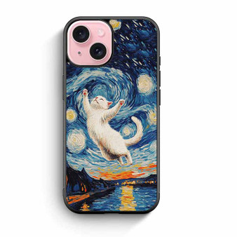 Cute Cat in The Starry Night iPhone 15 Case