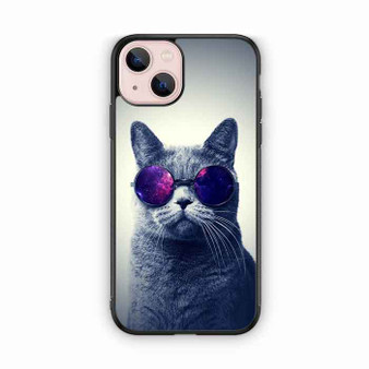 Hipster Cat With Galaxy Glasses iPhone 13 Case