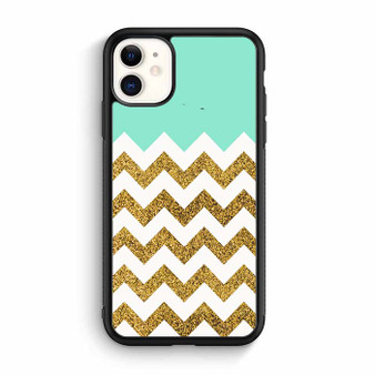Blue Glitter Gold Chevron iPhone 12 Mini | iPhone 12 Case