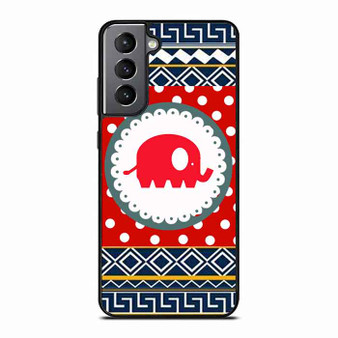 Cute Red Elephant Polkadots Aztec Samsung Galaxy S21 Case