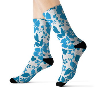 Blue Flowers unisex adult socks