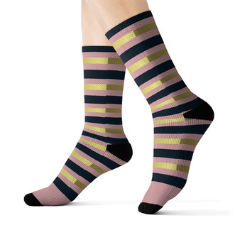 Pink Gold Stripes unisex adult socks