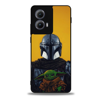 The Mandalorian Boba Fett and Baby Yoda Art Motorola Moto Edge Case