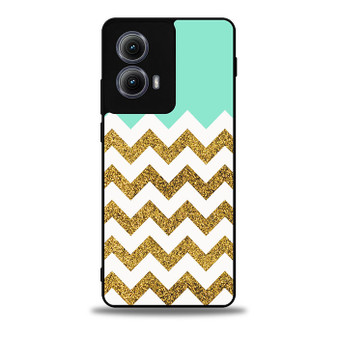 Blue Glitter Gold Chevron Motorola Moto Edge Case