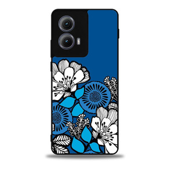 Blue Flora Motif Motorola Moto Edge Case