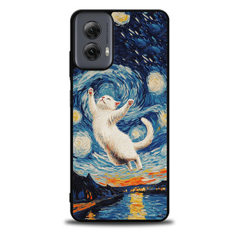 Cute Cat in The Starry Night Motorola Moto G Power Case