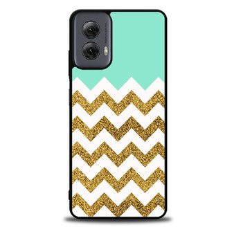 Blue Glitter Gold Chevron Motorola Moto G Power Case