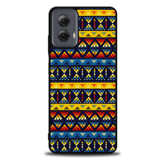 Yellow and Blue Tribal Pattern Motorola Moto G Power Case