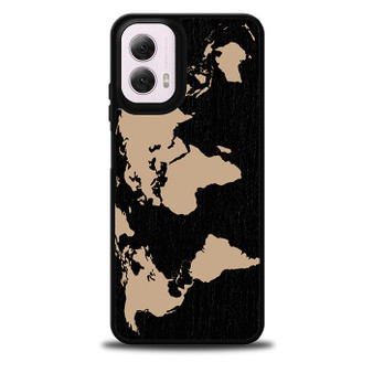 Black Wood Worlds Map Motorola Moto G 5G 2024/ Moto G 5G 2025 Case