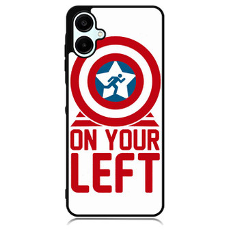 On your left captain america Samsung Galaxy A06 Case