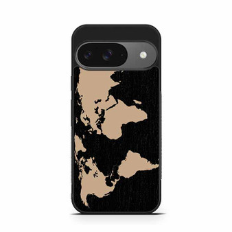 Black Wood Worlds Map Google Pixel 9/ Pixel 9a/ Pixel 9 Pro/ Pixel 9 Pro XL Case