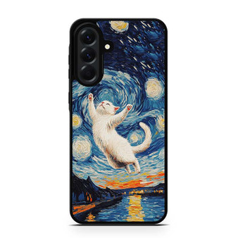 Cute Cat in The Starry Night Samsung Galaxy A56 Case