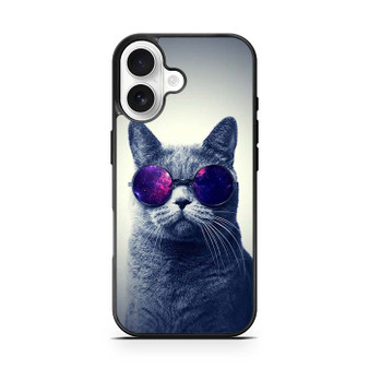 Hipster Cat With Galaxy Glasses iPhone 17 Case