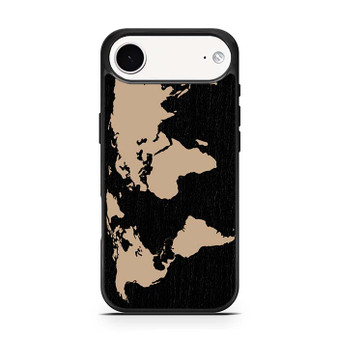 Black Wood Worlds Map iPhone Air Case