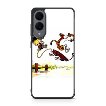 Calvin and Hobbes Playing Together Samsung Galaxy S25 Edge Case