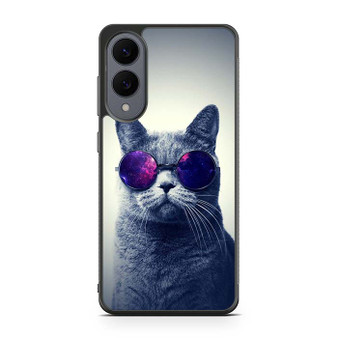Hipster Cat With Galaxy Glasses Samsung Galaxy S25 Edge Case