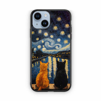 Two Cat Stary Night iPhone 14 Case