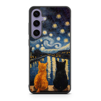 Two Cat Stary Night Samsung Galaxy S24 Case