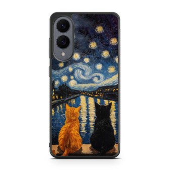 Two Cat Stary Night Samsung Galaxy S25 Edge Case