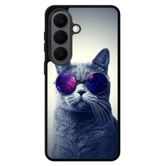 Hipster Cat With Galaxy Glasses Samsung Galaxy S26 Series Case
