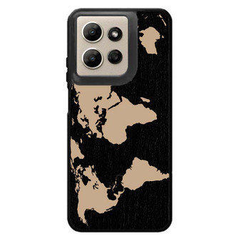Black Wood Worlds Map Motorola Moto G Power 2026 Case