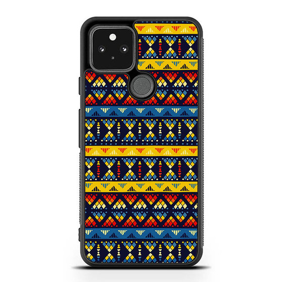 Yellow and Blue Tribal Pattern Google Pixel 5 | Pixel 5a With 5G Case