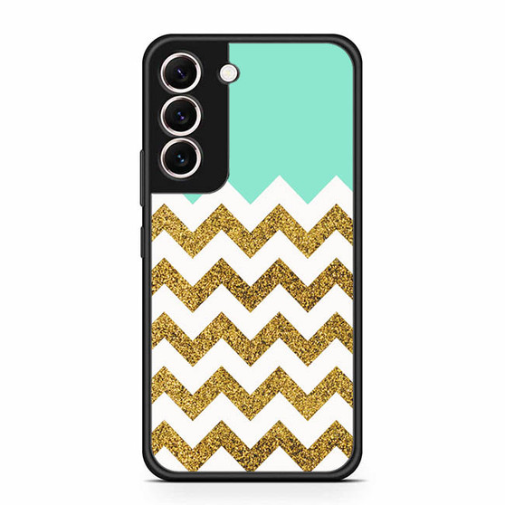 Blue Glitter Gold Chevron Samsung Galaxy S22 | S22+ Case