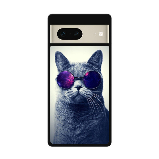 Hipster Cat With Galaxy Glasses Google Pixel 7 | Google Pixel 7 Pro Case