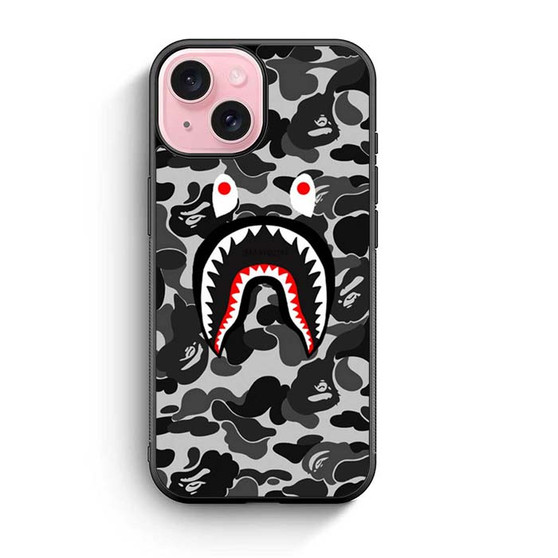 Bape Shark Black Camo iPhone 15 Case