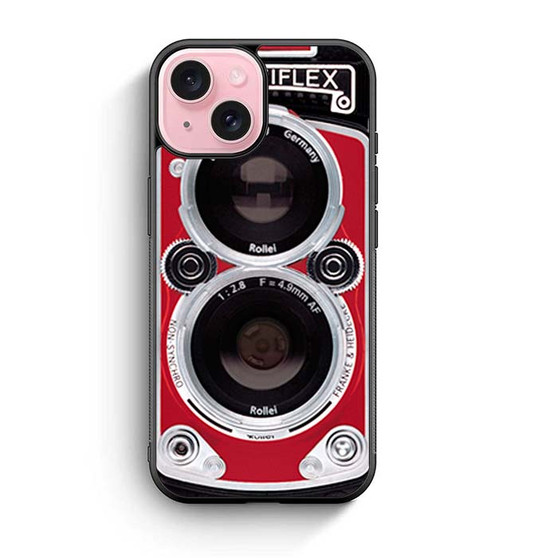 Red Rolleiflex Dual lens iPhone 15 Case