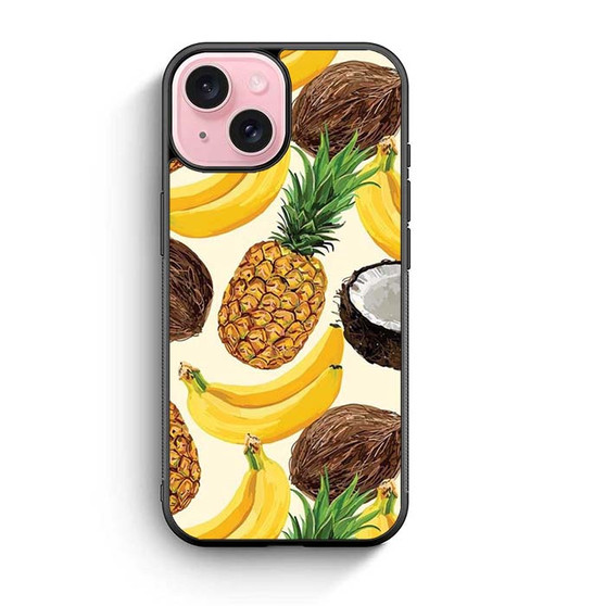 Pineapple Banana Coconut art iPhone 15 Case