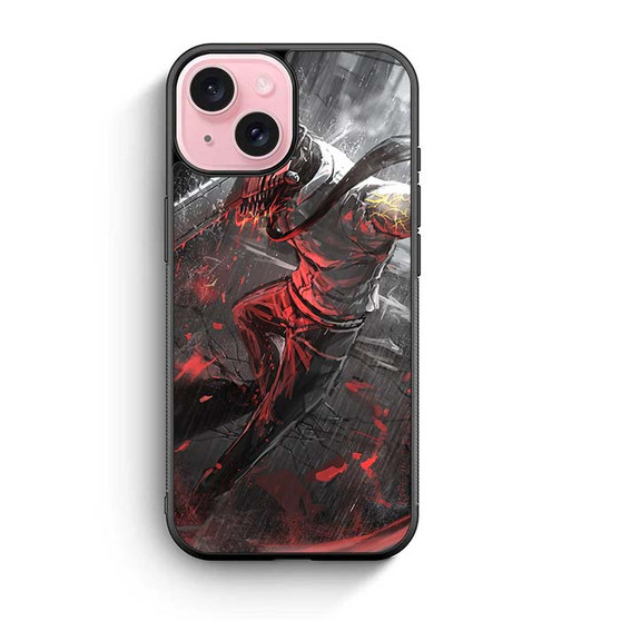 Denji Devil Mode in Rain iPhone 15 Case