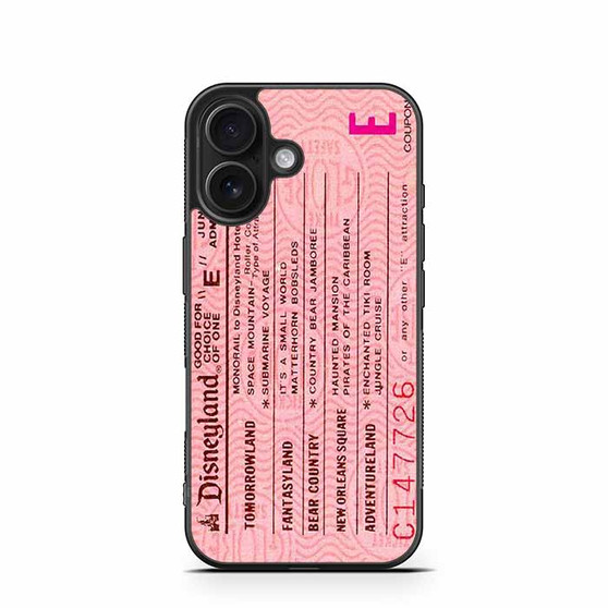 pink disneyland ticket iPhone 16 Case