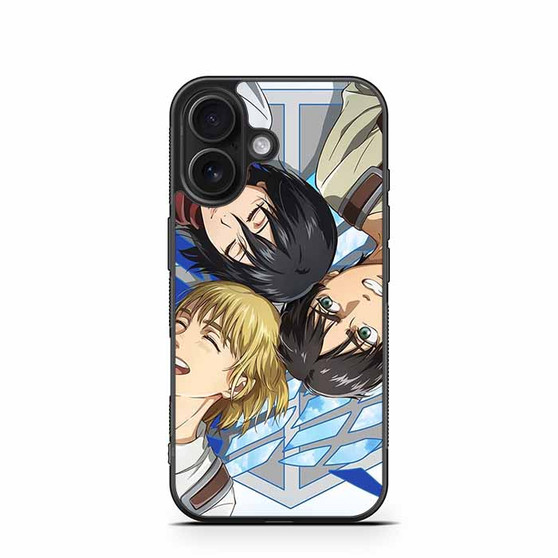 Attack on Titan Eren Mikasa Armin Smile iPhone 16 Case