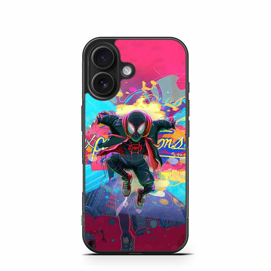 Spiderman Across the Spider Verse Miles Morales in Gravity iPhone 16 Case