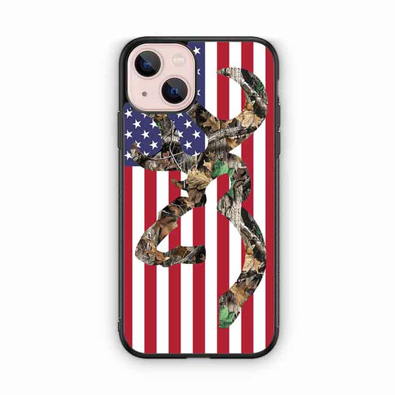 Browning Deer Camo American Flag iPhone 13 Case