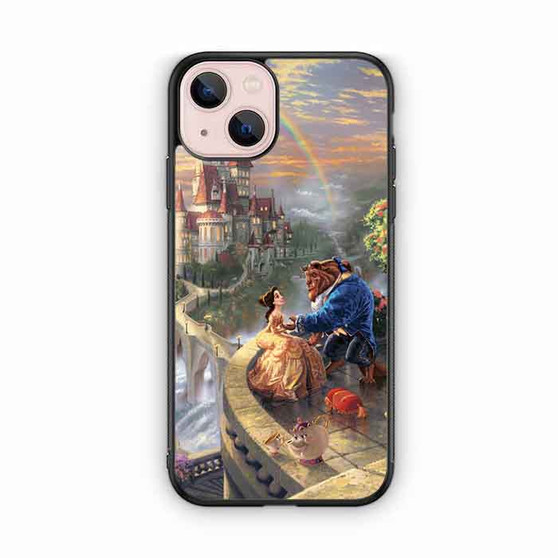 romantic beauty and the beast in their castle iPhone 13 Case