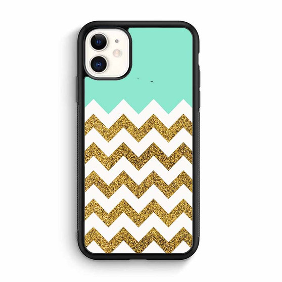 Blue Glitter Gold Chevron iPhone 12 Mini | iPhone 12 Case