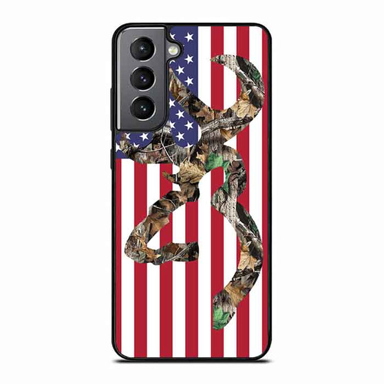 Browning Deer Camo American Flag Samsung Galaxy S21 Case